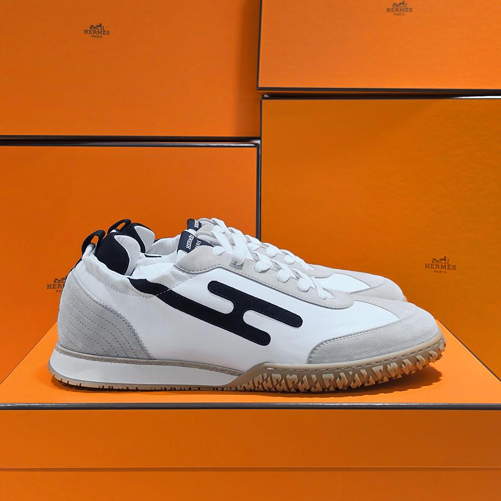 HERMES White H Black Jet Sneakers Low-Top Men
