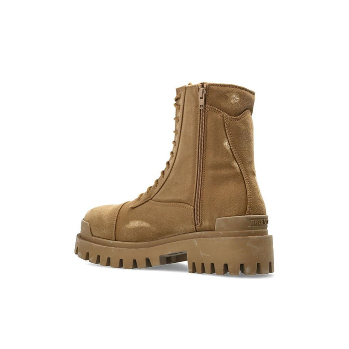 BALENCIAGA Combat Strike Chelsea Boots Men Black Leather