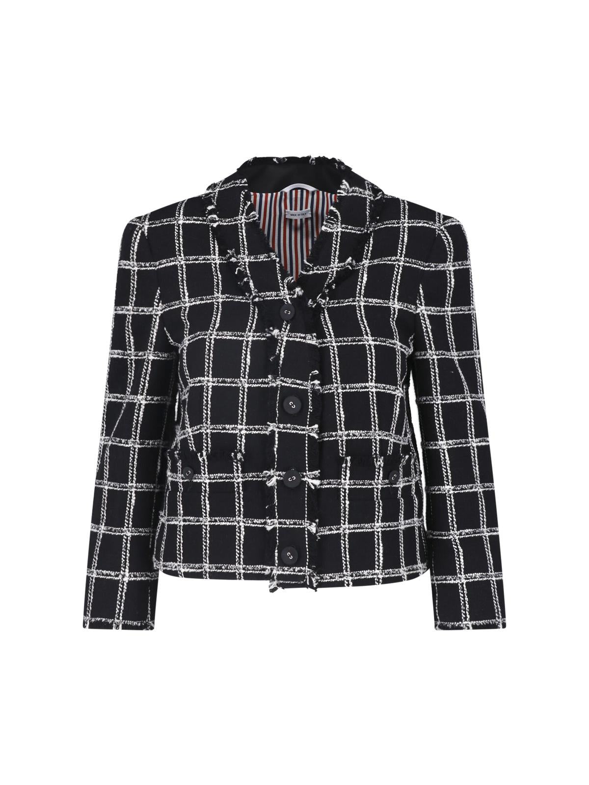 THOM BROWNE Black Wool Blazer Jacket for Women