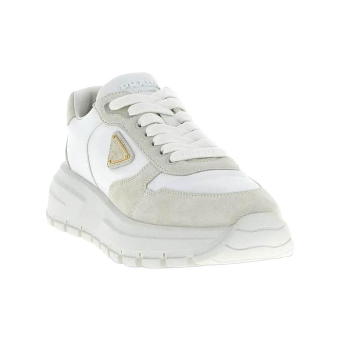 PRADA Women’s White Re-Nylon Suede Low-Top Sneakers