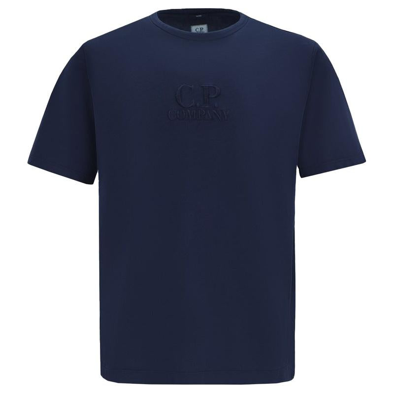 CP Company Logo Embroidered Men's Short Sleeve T-Shirt Navy Cotton