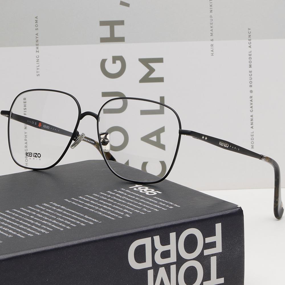KENZO Matte Black Square Metal Frame Eyeglasses KZ50182U 002