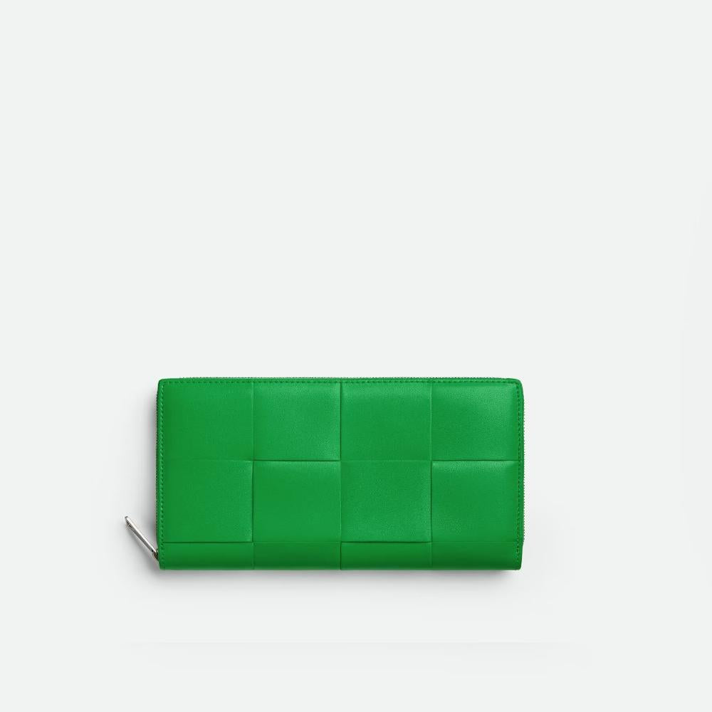Bottega Veneta Cassette Parakeet Zip Around Long Wallet