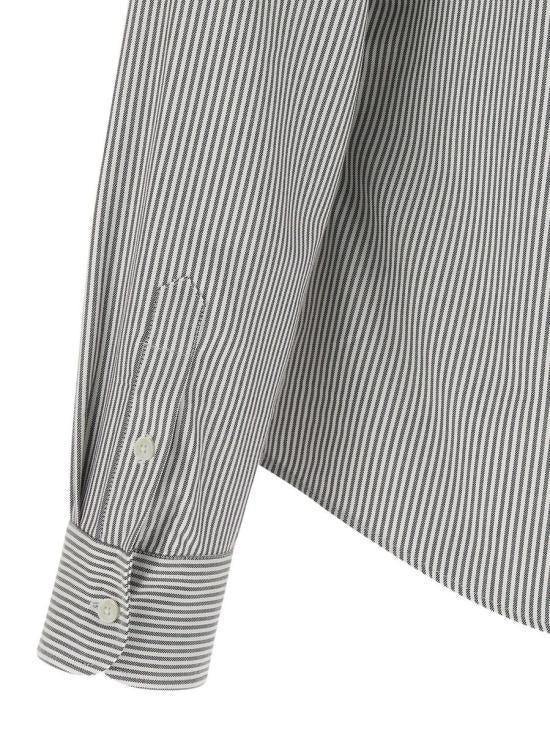 AMI Long Sleeve Shirt for Men HSH763CO0087039 BLACK NATURAL WHITE DOM