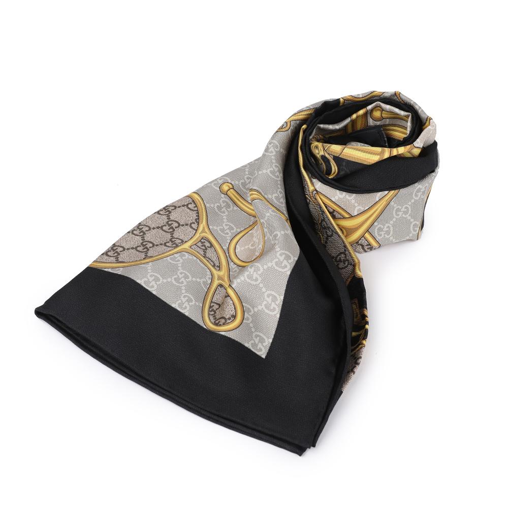 GUCCI GG Horsebit Silk Scarf 764655 3G001 1079