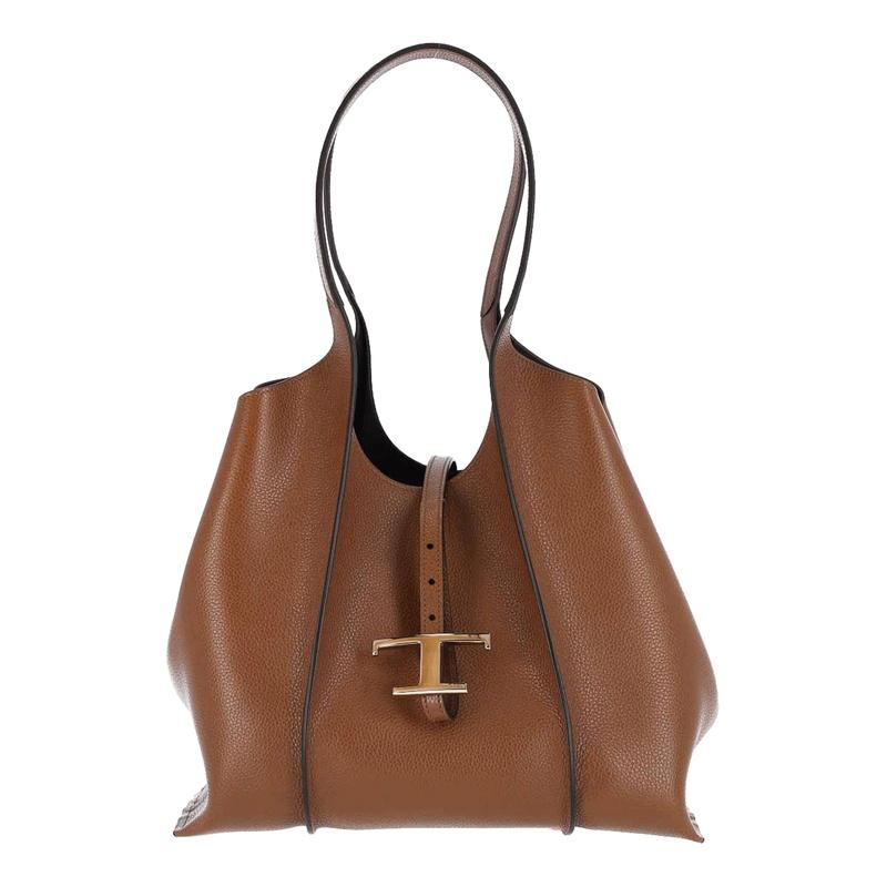 Tods T Timeless Small Shopper Bag Leather Tote Beige