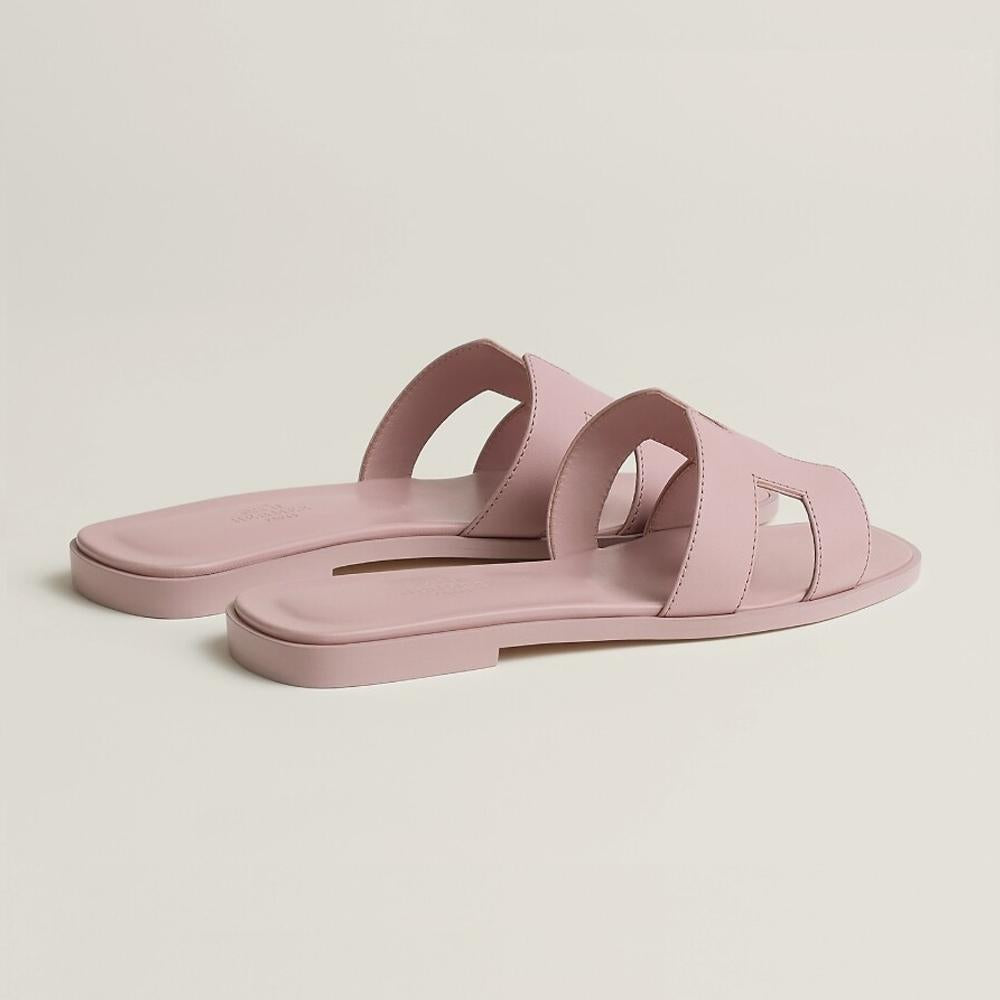 HERMES Oran Sandals Calfskin Rose Kankan Women’s Slippers