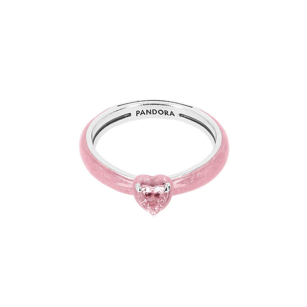 PANDORA Pink Heart Chakra Silver Ring for Women 193088 C02