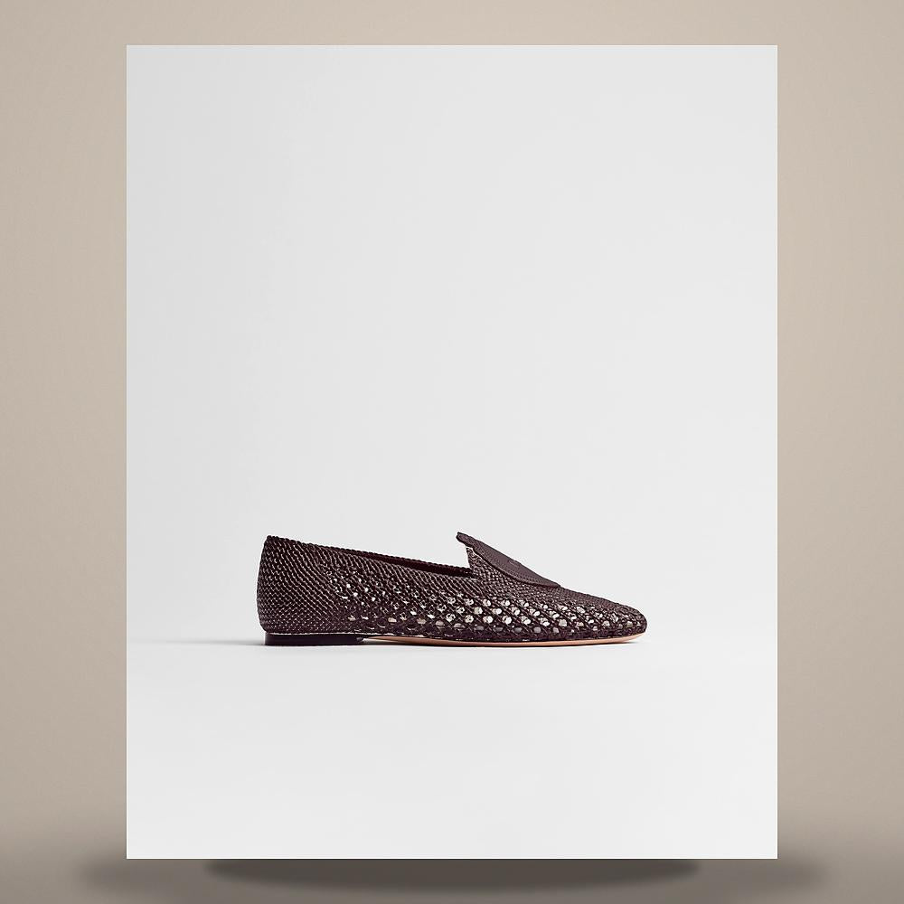 DIOR Burgundy Woven Lambskin Medallion Loafers KDF221NWL S33R