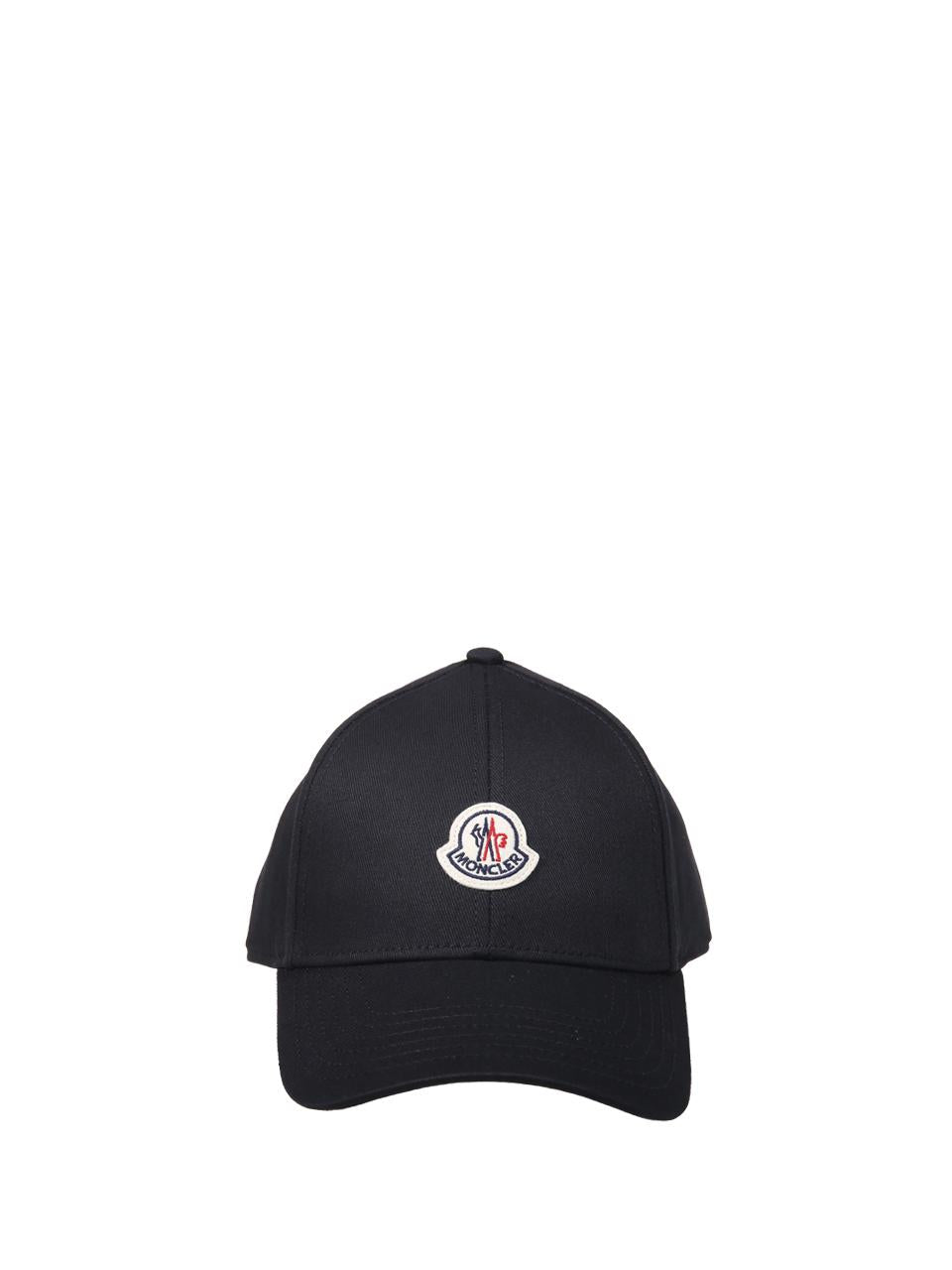 Moncler Black Cotton Logo Baseball Cap