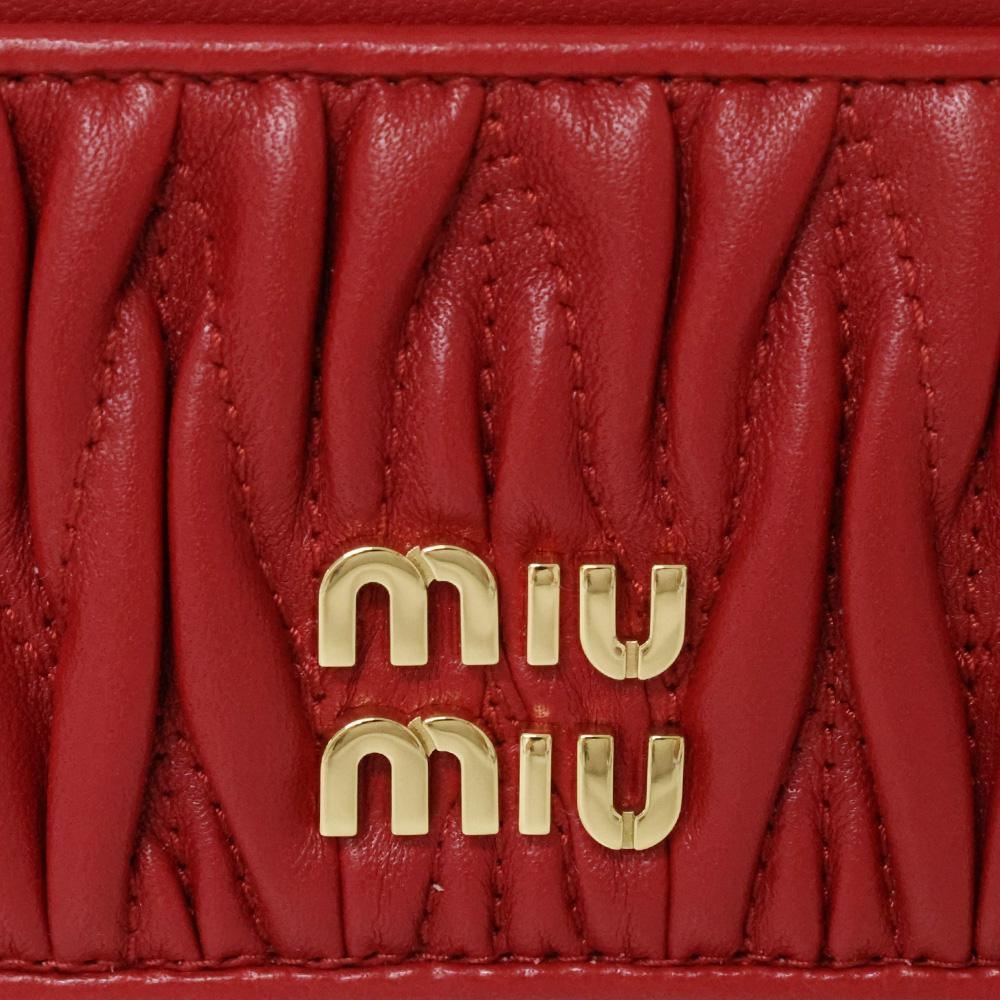 Miu Miu Matelassé Leather Card Holder Black Women’s