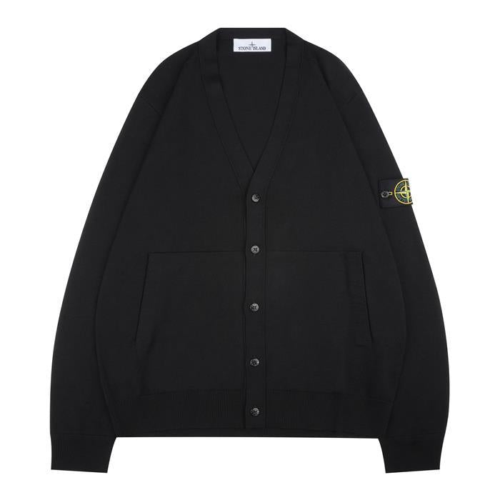 STONE ISLAND Light Pure V-Neck Cardigan with Patch Logo 5100068 S00C4 V0029