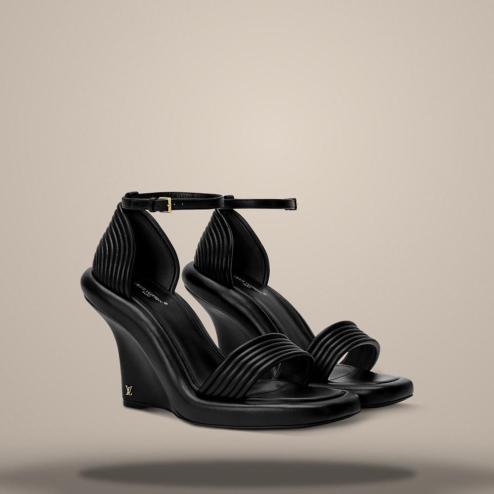 Louis Vuitton Men's Black Lounge Wedge Sandals 1AKGZ2