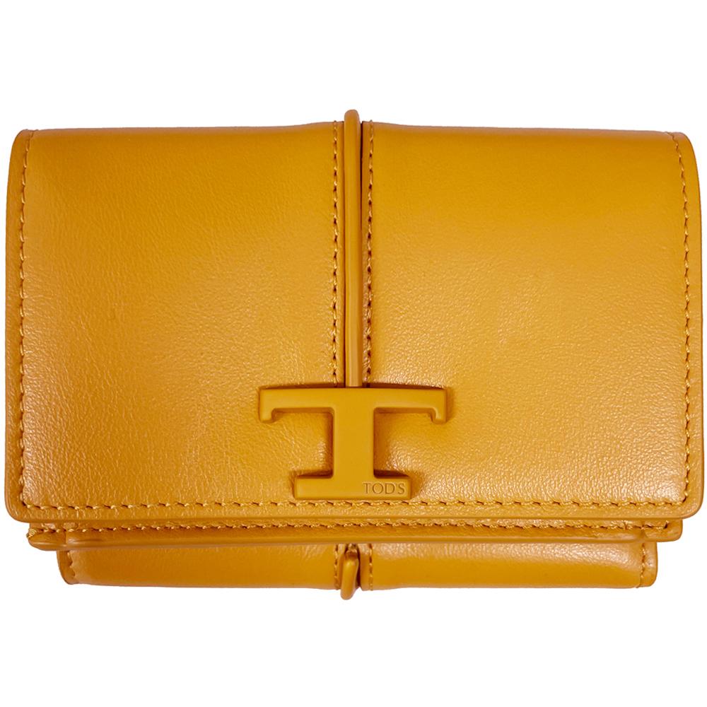 Tods Timeless Trifold Leather Wallet Red Women’s