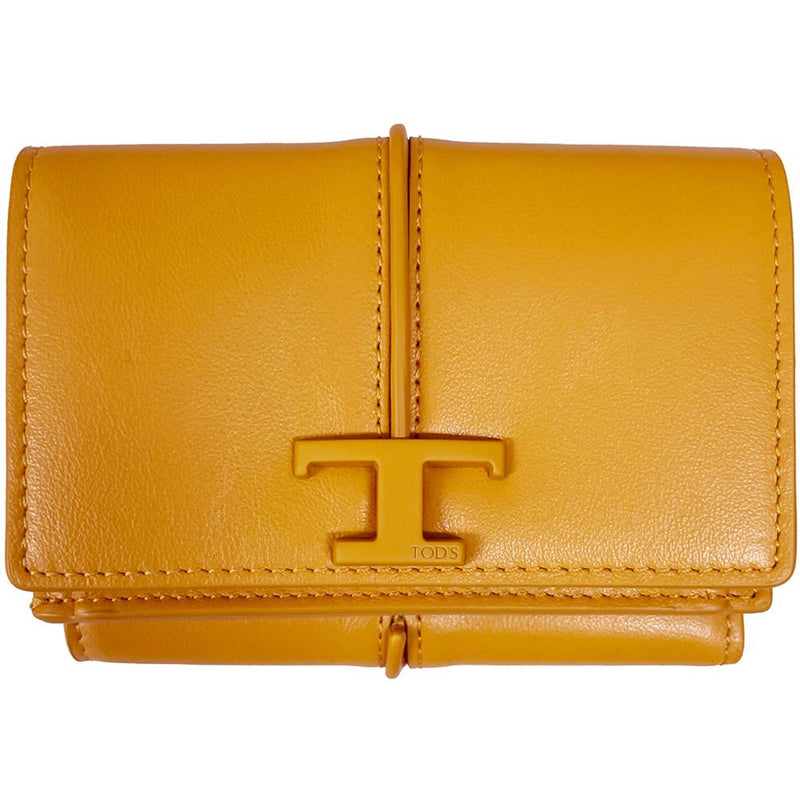 Tods Timeless Trifold Leather Wallet Red Women’s
