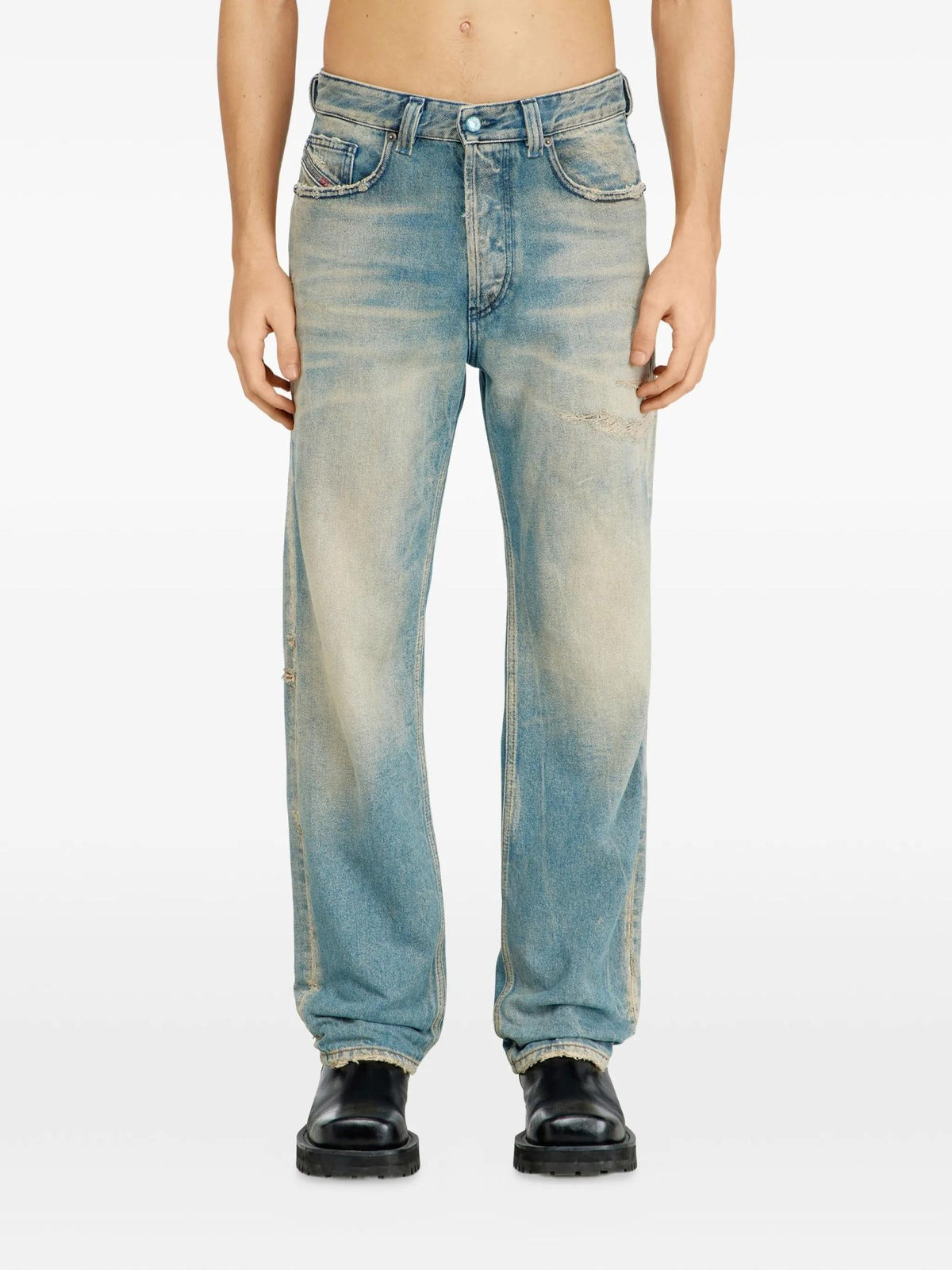 DIESEL Men’s Denim Jeans Blue Cotton Straight-Leg Pants