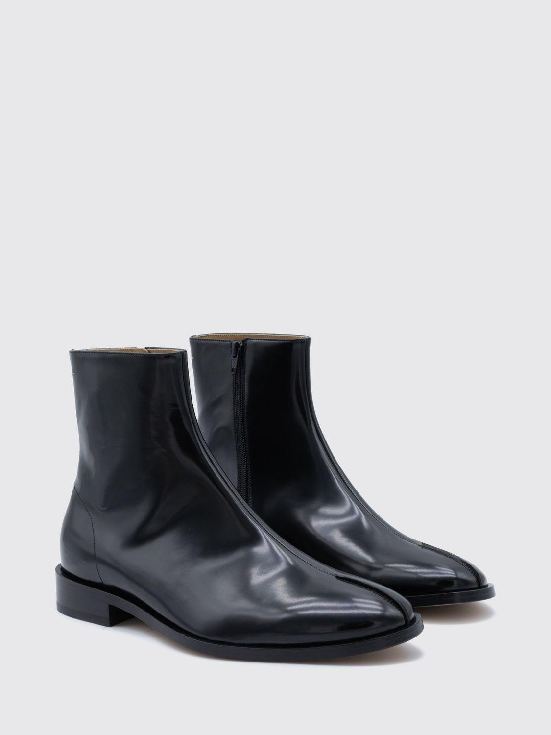 Maison Margiela Black Leather Mid Boots for Men