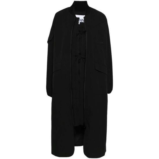 GANNI Wool Blend Overcoat for Women F9468099 Black