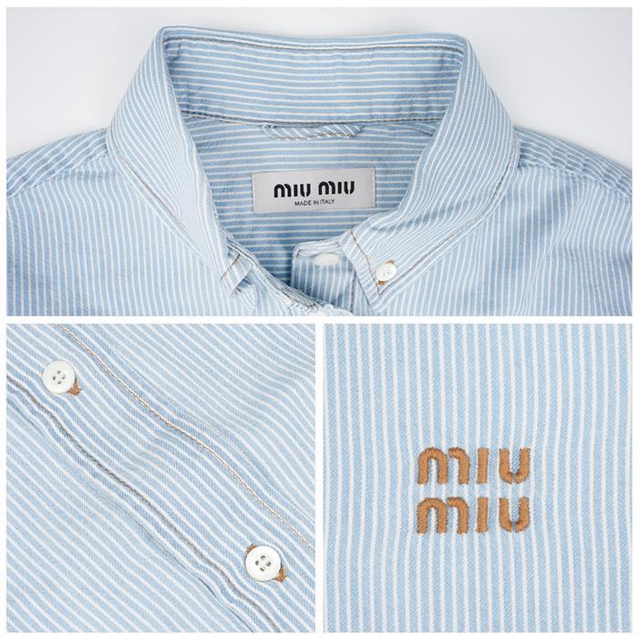 Miu Miu Chambray Stripe Shirt GWC131 17NO F0013
