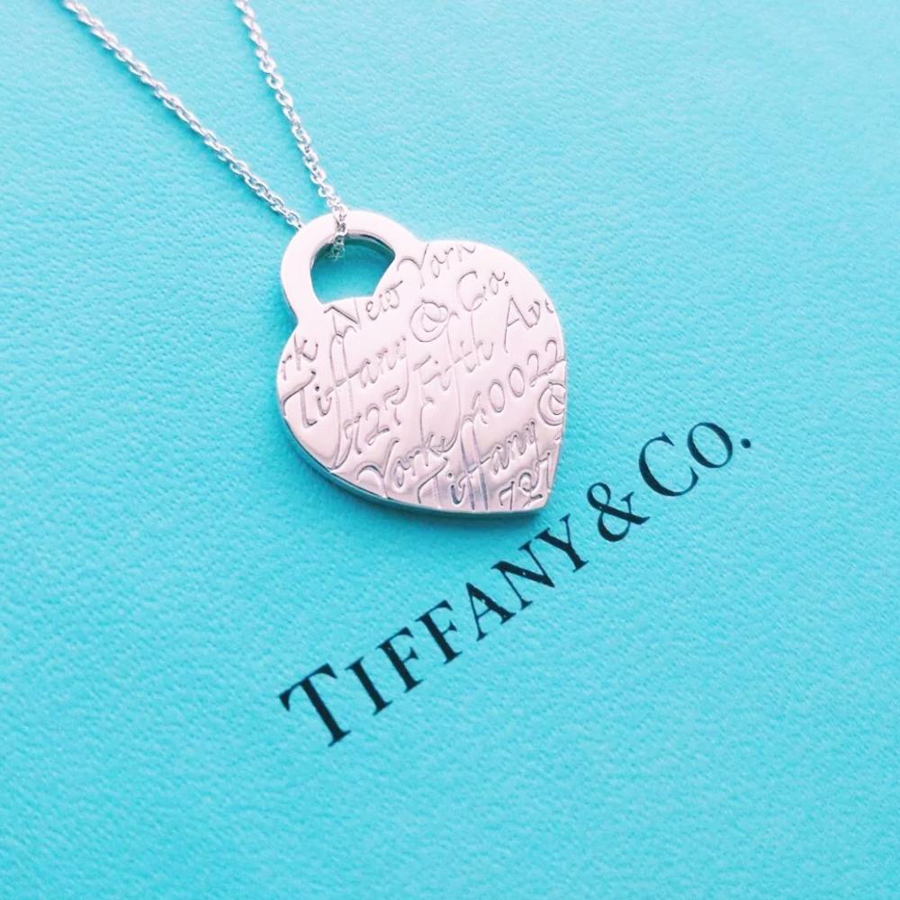 Tiffany & Co 925 Sterling Silver I Love You Note Pendant Necklace