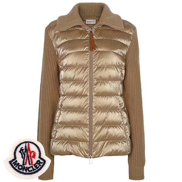 Moncler Brown Knit Mix Goose Down Zip Jacket