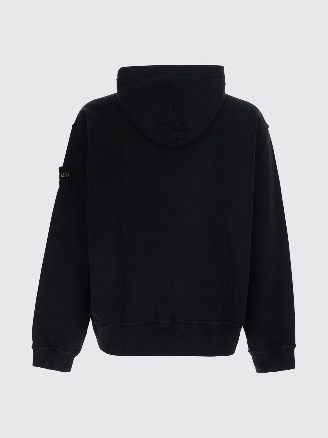 STONE ISLAND Black Cotton Pullover Hoodie