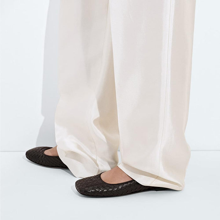 Bottega Veneta Espresso Charlotte Ballerina Flats