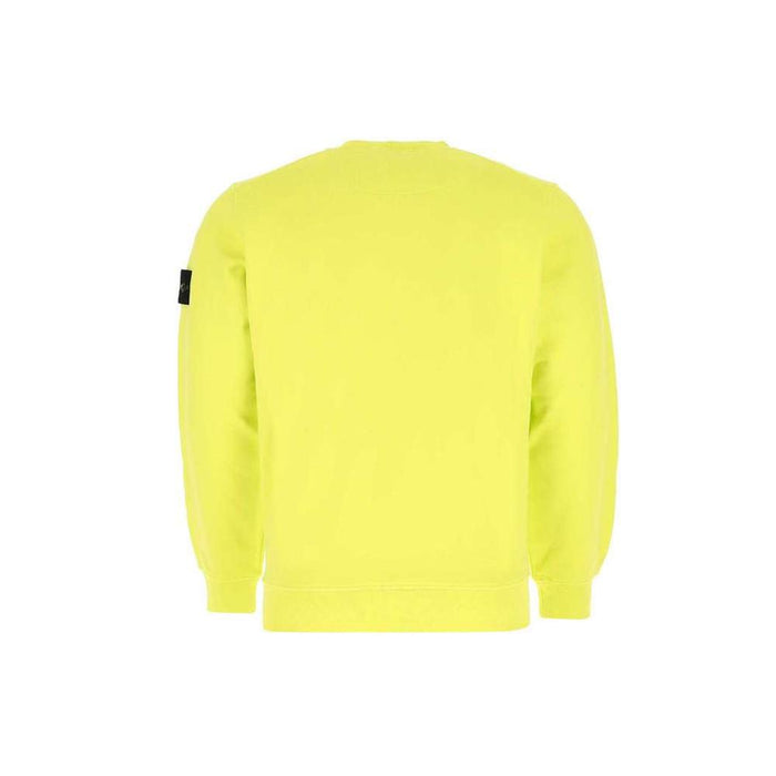 STONE ISLAND Neon Green Woven Patch Crewneck Sweatshirt for Men