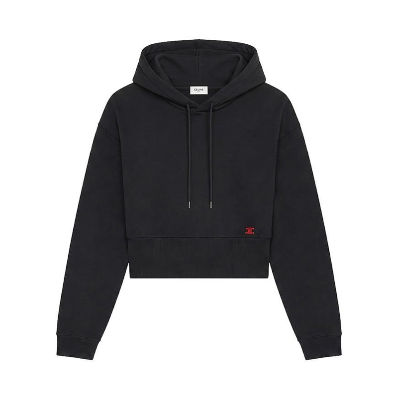 CELINE Women’s Cotton Fleece Cropped Hoodie