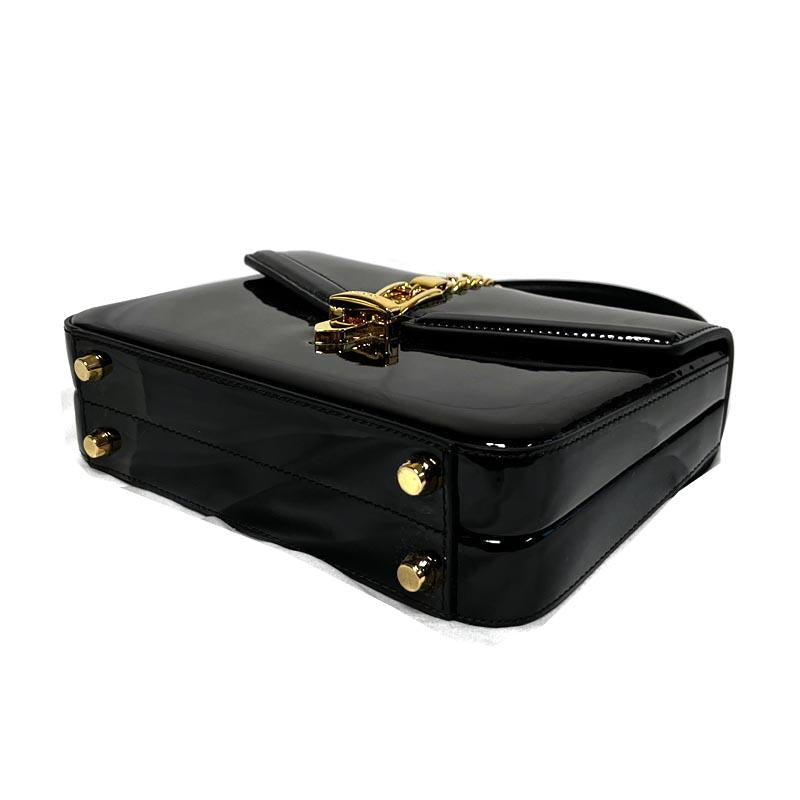 GUCCI Patent Leather Mini Top Handle Shoulder Bag Black 589479 1J70G 1000