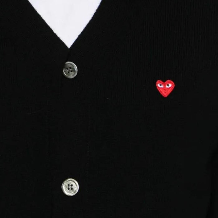 Comme des Garcons Red Heart Mini Patch Cardigan Men Black AZ N080