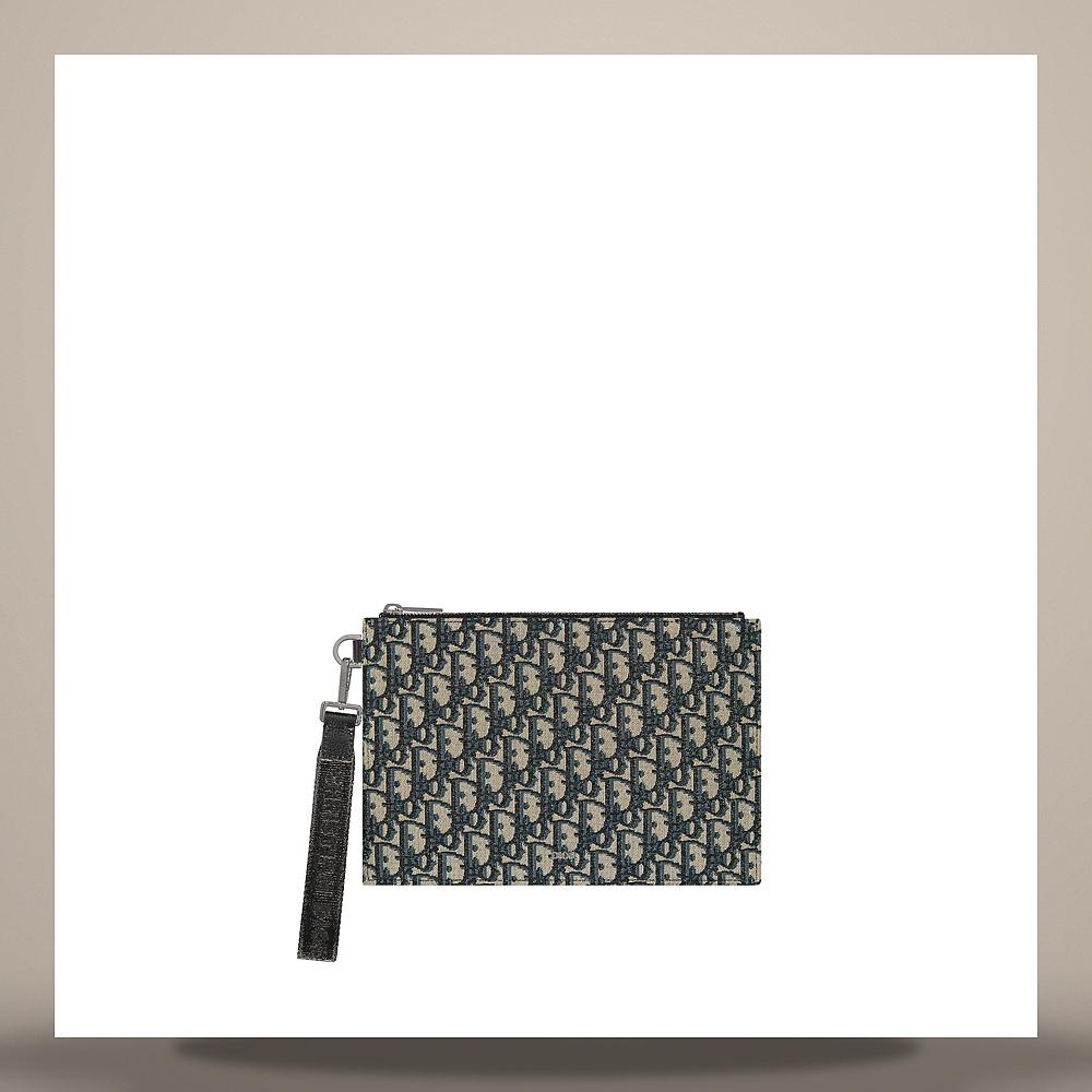 DIOR Beige Black Oblique Jacquard A5 Pouch