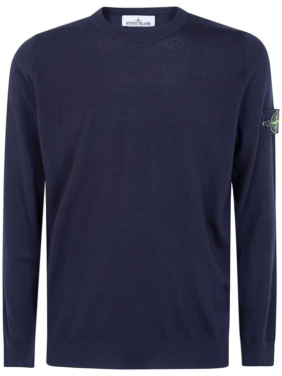 STONE ISLAND Black Lightweight RWS Pure Wool Crewneck Sweater