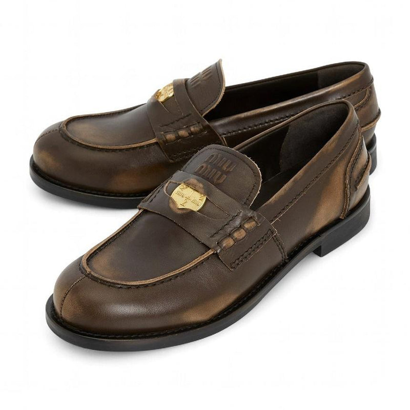 Miu Miu Penny Leather Loafers Women’s Black