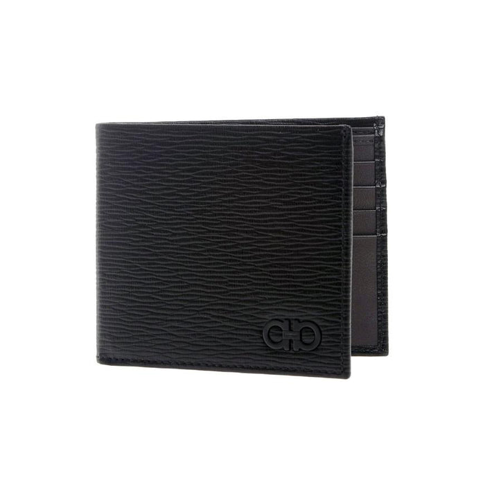 Ferragamo Gancini Leather Bifold Wallet Black/Nero Dark Rain Men