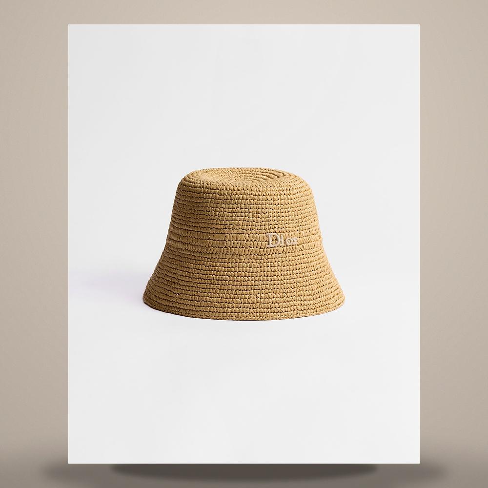 DIOR Natural Raffia-Effect Narrow Brim Cloche Hat for Men CPT07177ESYR C100