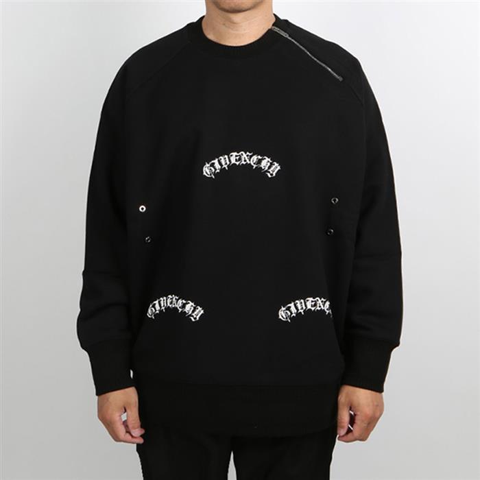 GIVENCHY Black Logo Print Zip Sweatshirt