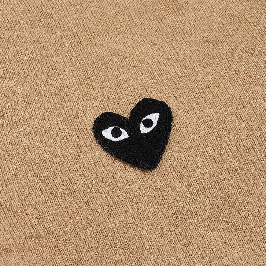 Comme des Garcons Unisex Beige Black Heart Patch Cardigan