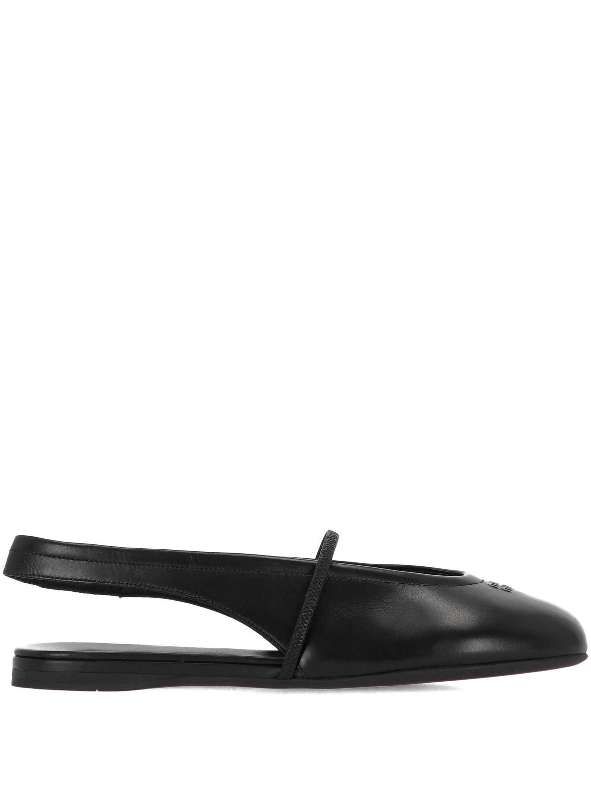 Miu Miu Black Leather Flat Shoes