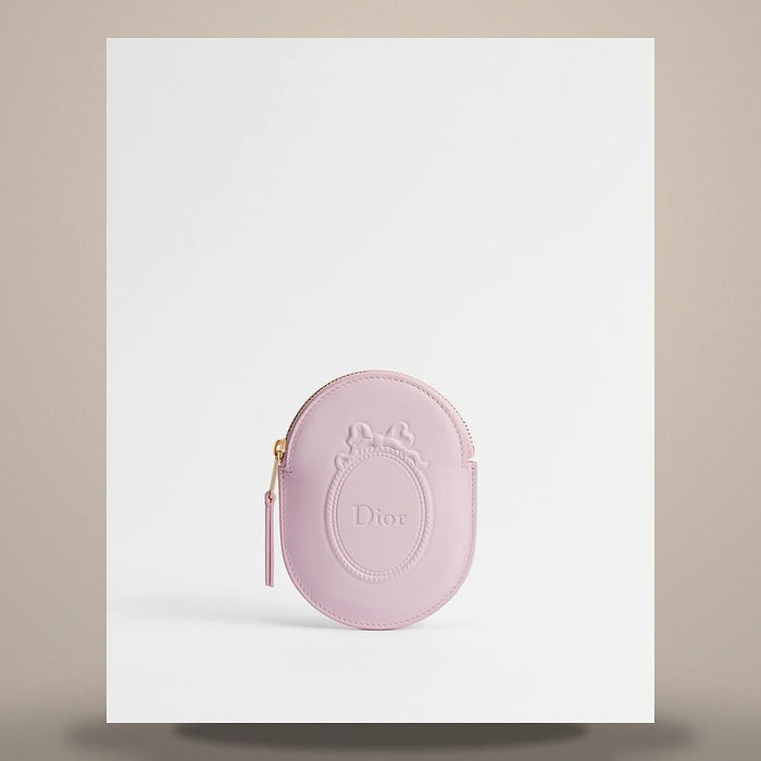 DIOR Pink Debossed Calfskin Salon Key Case with Medallion Keyring