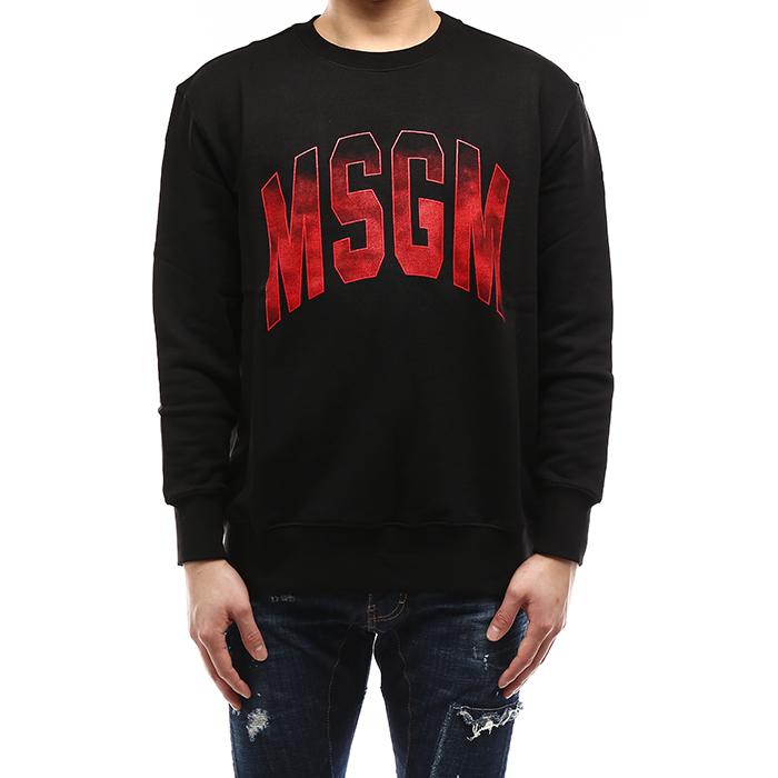 MSGM Men’s Black Big Logo Print Sweatshirt 2841MDM201