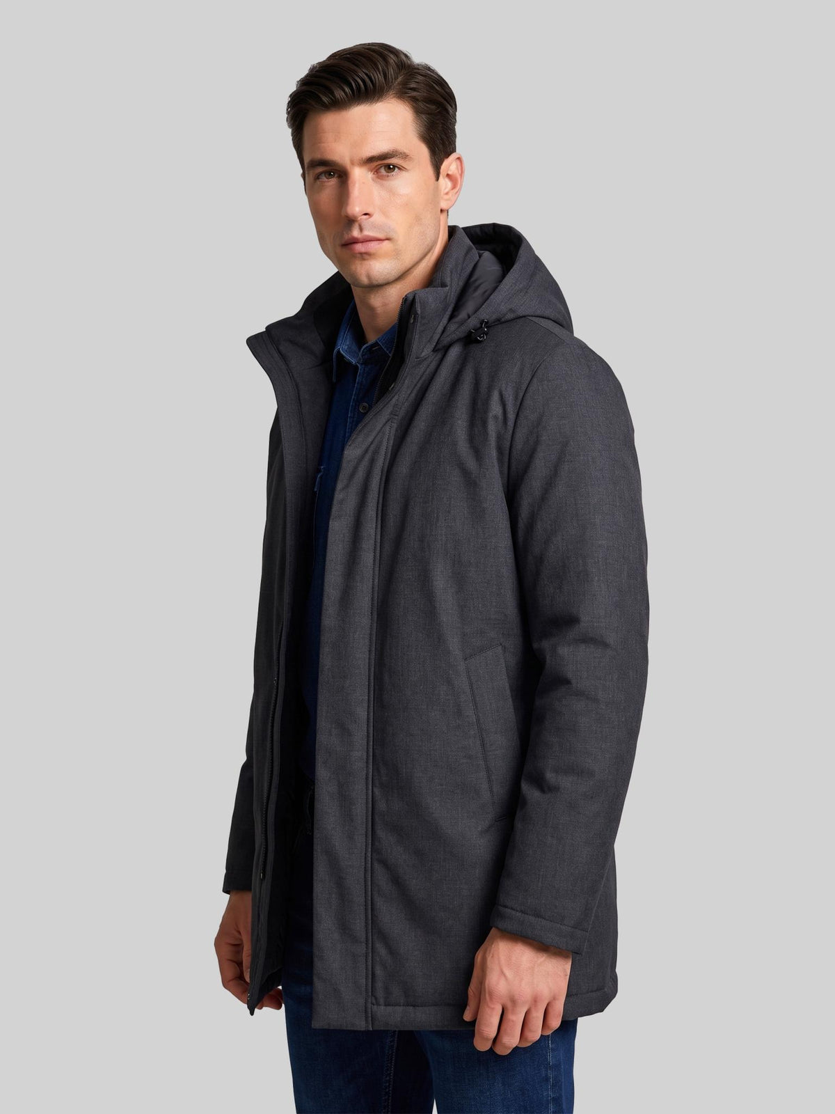 Herno Wool Blend Gray Single-Breasted Coat for Men