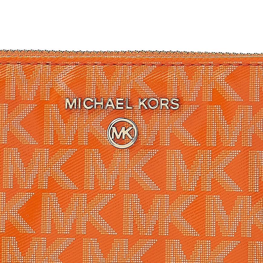 Michael Kors Logo Clutch Bag Women’s Brown Synthetic Zip Wristlet