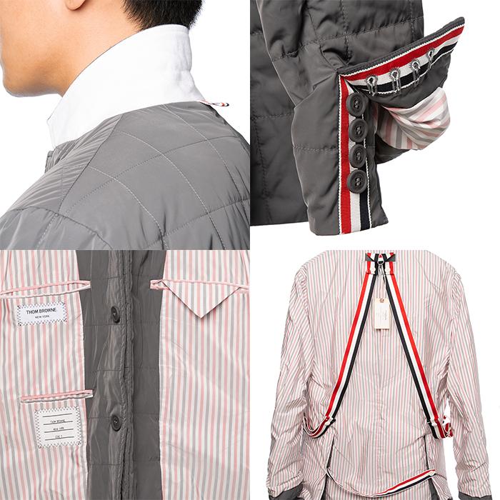 THOM BROWNE Men’s Diagonal Stripe Padded Sports Jacket Gray