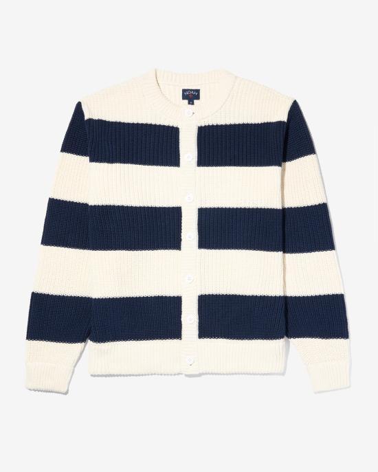 Noah Men's Knit Cardigan NOAU261MRCD036NV WHITE NAVY DOM