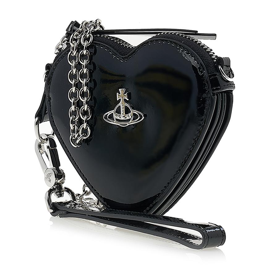 Vivienne Westwood Women’s Heart Wristlet Clutch Black Leather