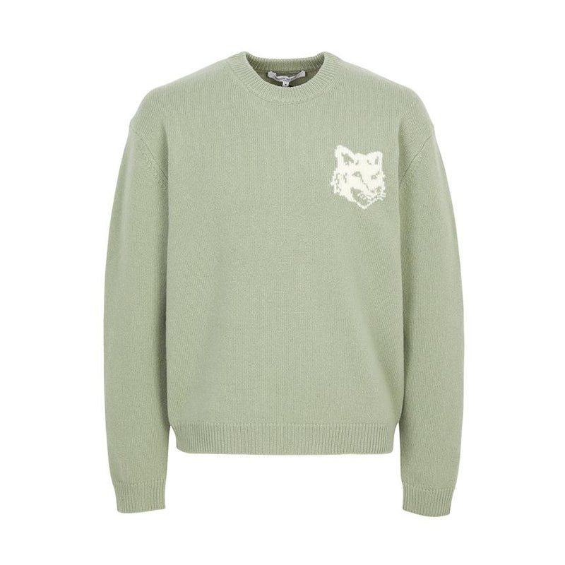Maison Kitsune Fox Head Logo Crewneck Knit Sweater Men Navy PM00816 KM0329 0396