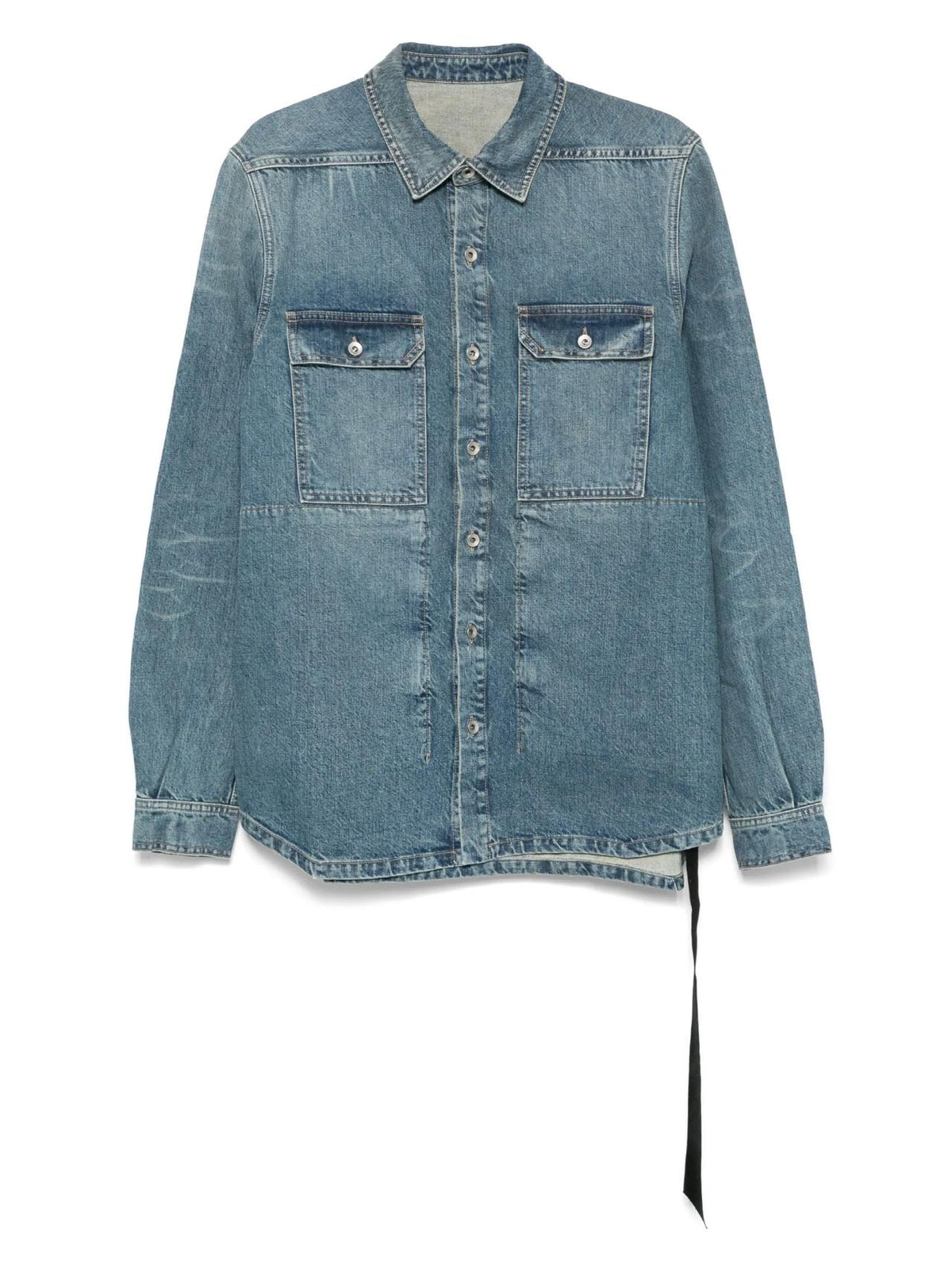 Rick Owens Washed Indigo Denim Overshirt Long Sleeve Shirt DU01E3755 DWB 06