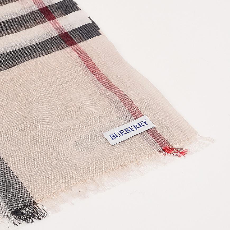 BURBERRY Women’s Check Wool Silk Scarf Green Gauze