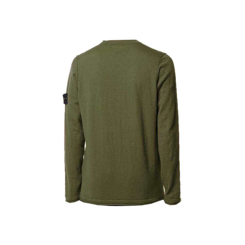 STONE ISLAND Khaki Anniversary Badge Patch Crewneck Knit Sweater